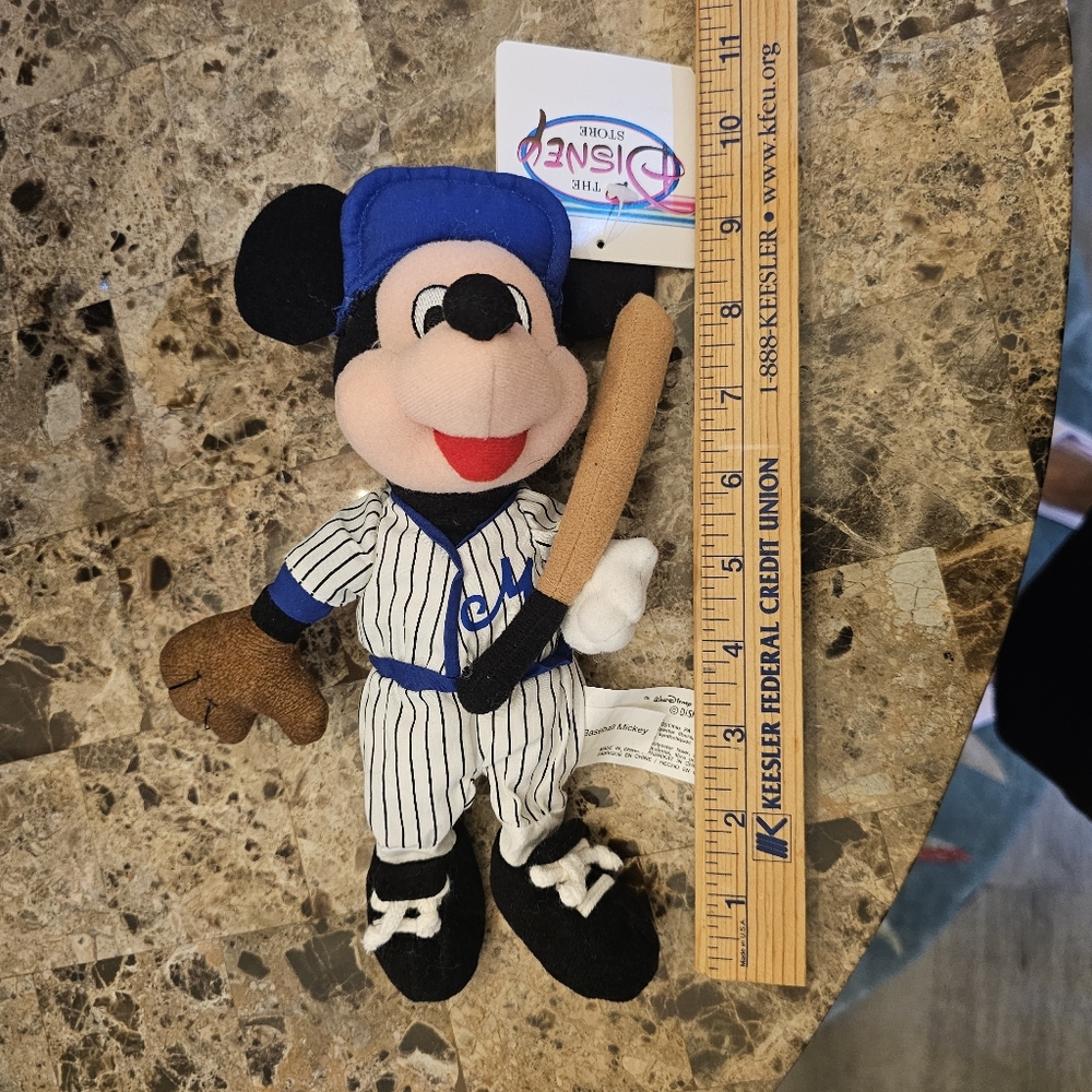 DISNEY Vintage 90s Baseball Mickey Mouse Bean Bag Plush New with Tag - Picture 9 of 12